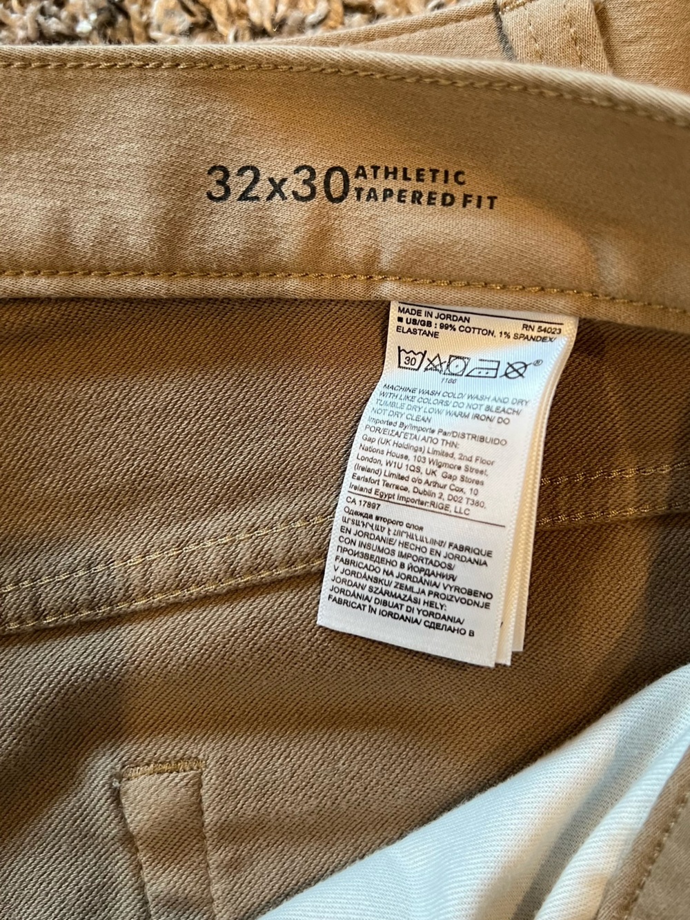 Men's Khaki Cotton Pants - 32x30